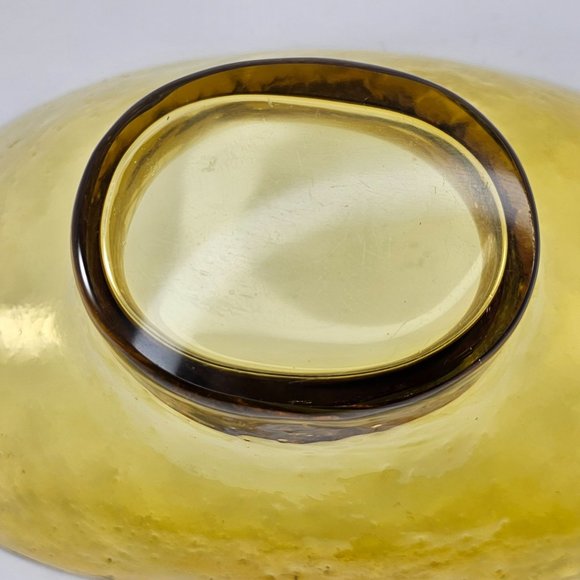 Vintage Pebbled Glass Bowl Large Decorative Pedestal Bubble Recycled Amber MCM - Picture 10 of 11